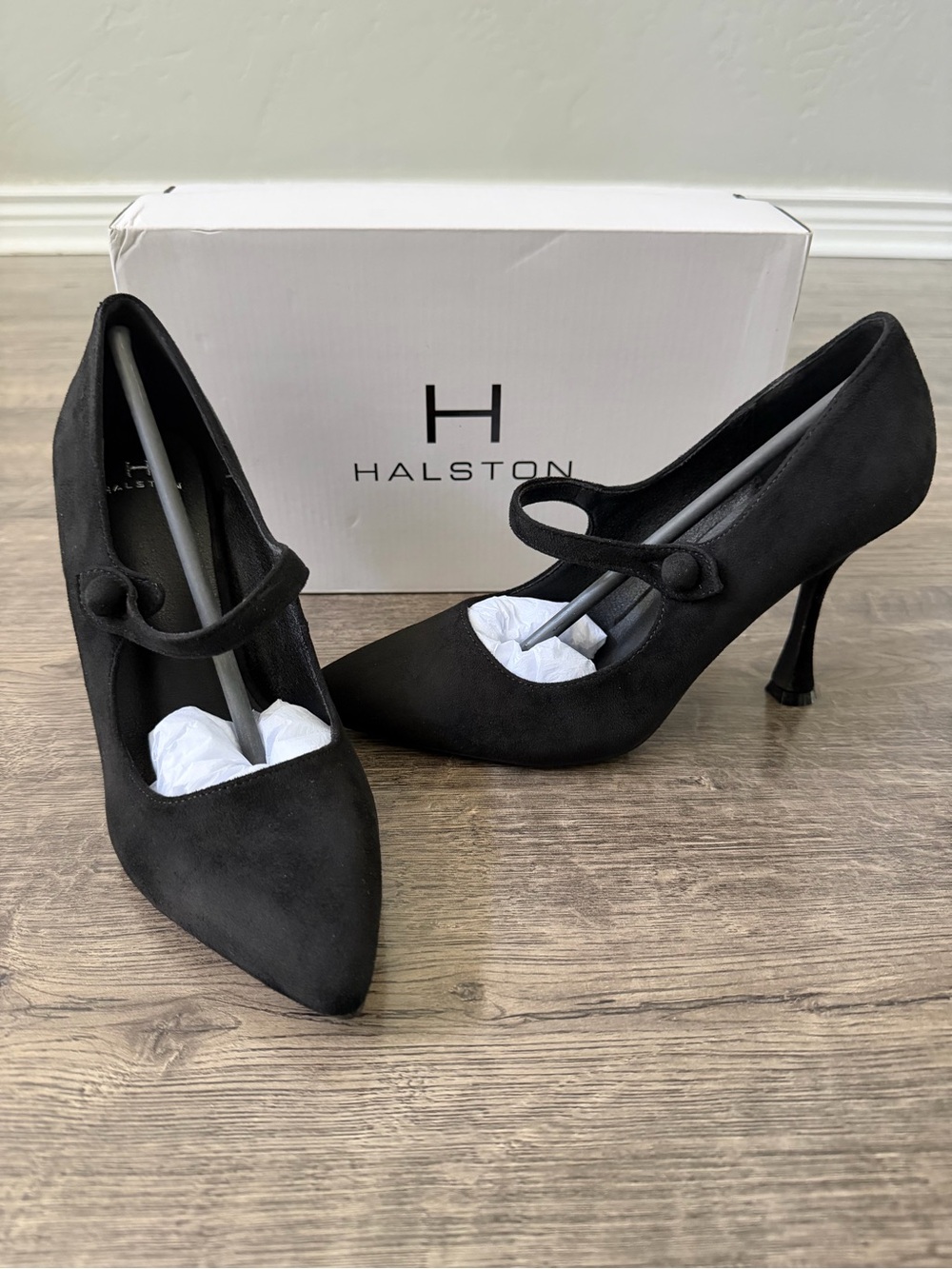 H Halston Womens Sicily Black Mary Jane Pumps Size 6.5 Whimsigoth Pointed Toe - Picture 3 of 11